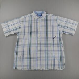 Vintage Y2K Southpole Blue/Pink/White Plaid Button Down Mens Size L Short Sleeve